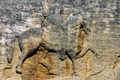 Bulgarien, Madara-Plateau, mittelalterliches Relief des Madara-Reiters in der Felswand von Unknown